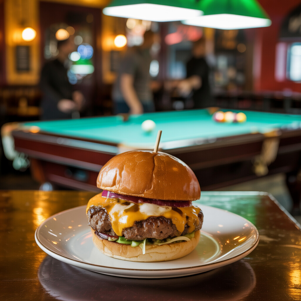 Hamburguesas y billar en Pub Bocaccio